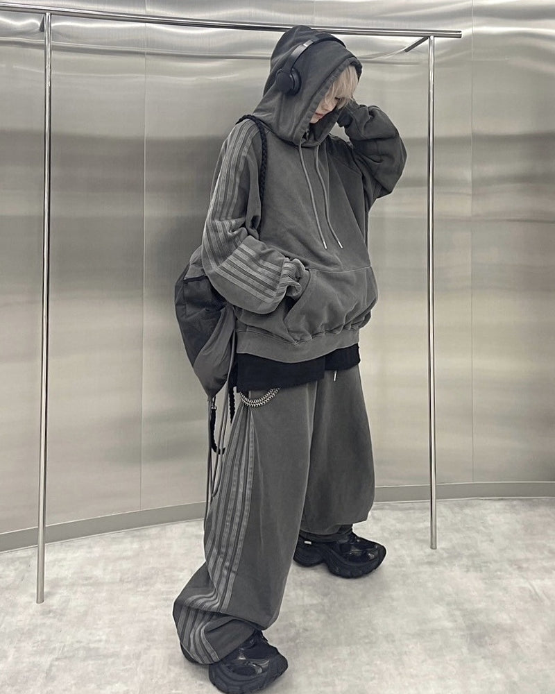 受注制【nmtc +】set up side line pigment sweat pants (2color)