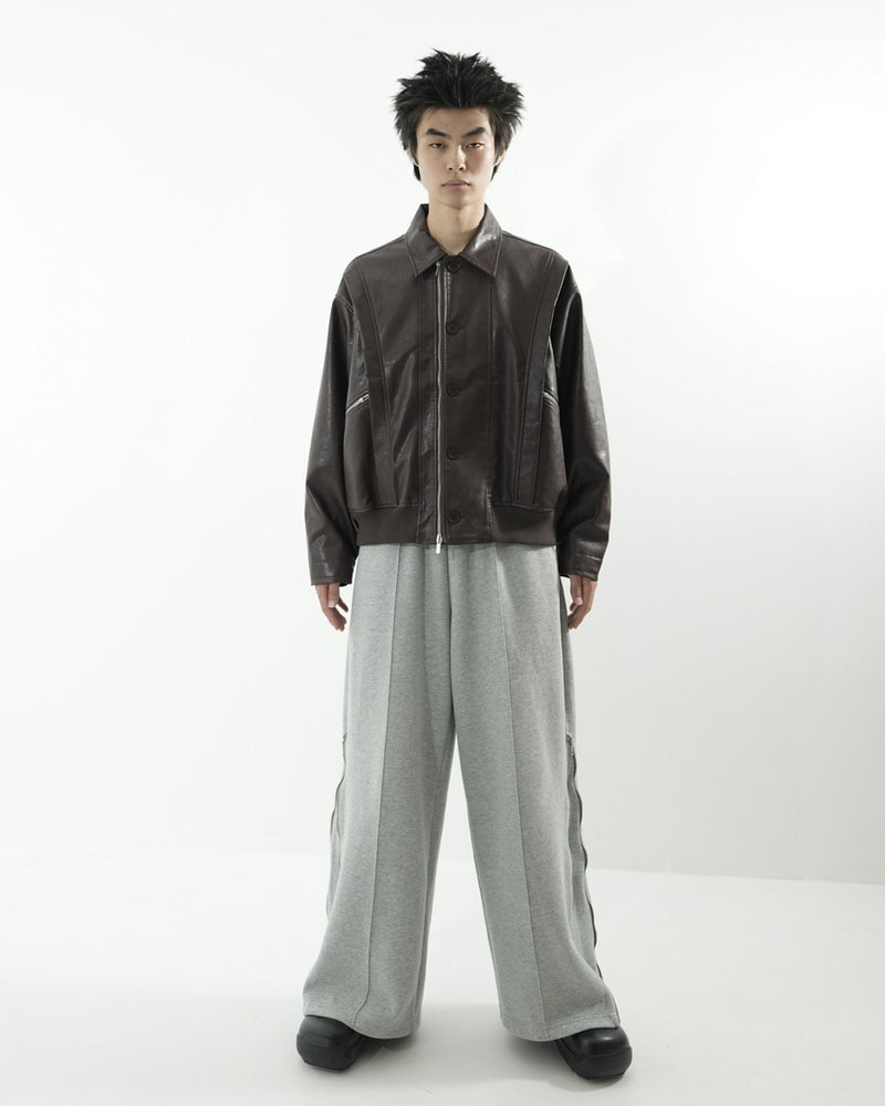 【CS】multi vegan leather blouson (brown)