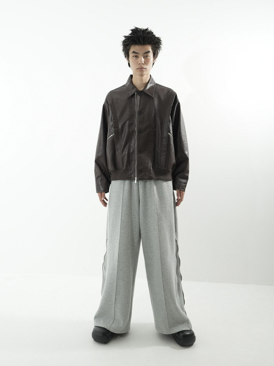 【CS】multi vegan leather blouson (brown)
