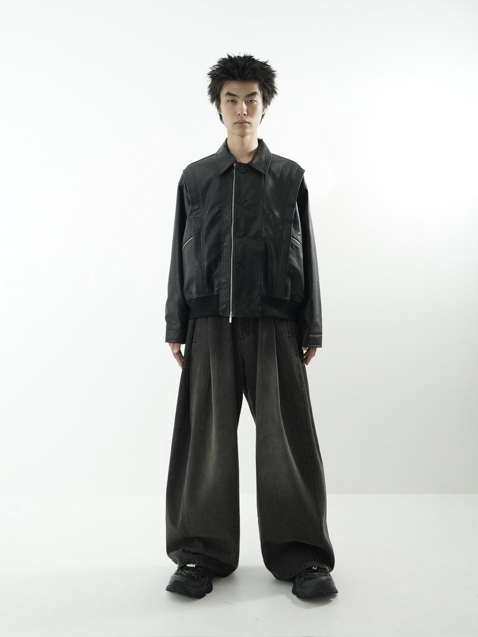 【CS】multi vegan leather blouson (black)