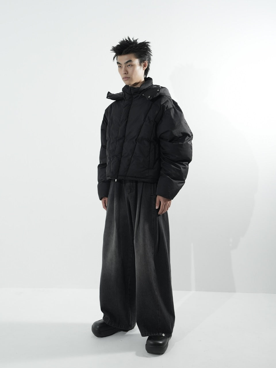 【CS】2way cropped puffer jacket (black)