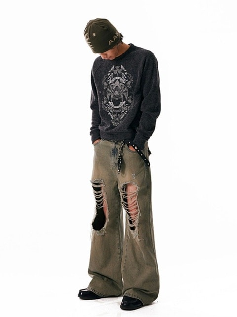 【AAKAM】Eagle Printed Knit / 【アーカム】イーグルプリント長袖ニット