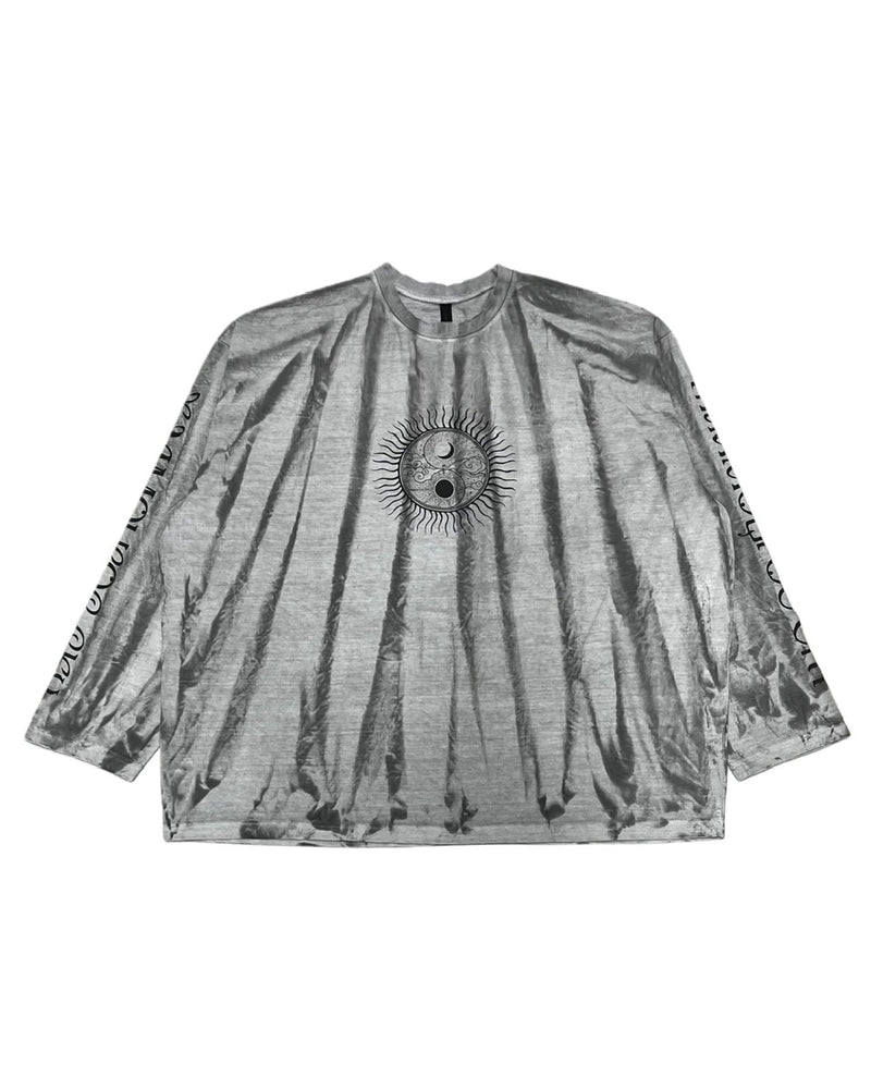 受注制【Never mind the XU】garment washing print long sleeve tee (2color) / 【ネバーマインドザエックスユー】ウォッシングプリント長袖Tシャツ