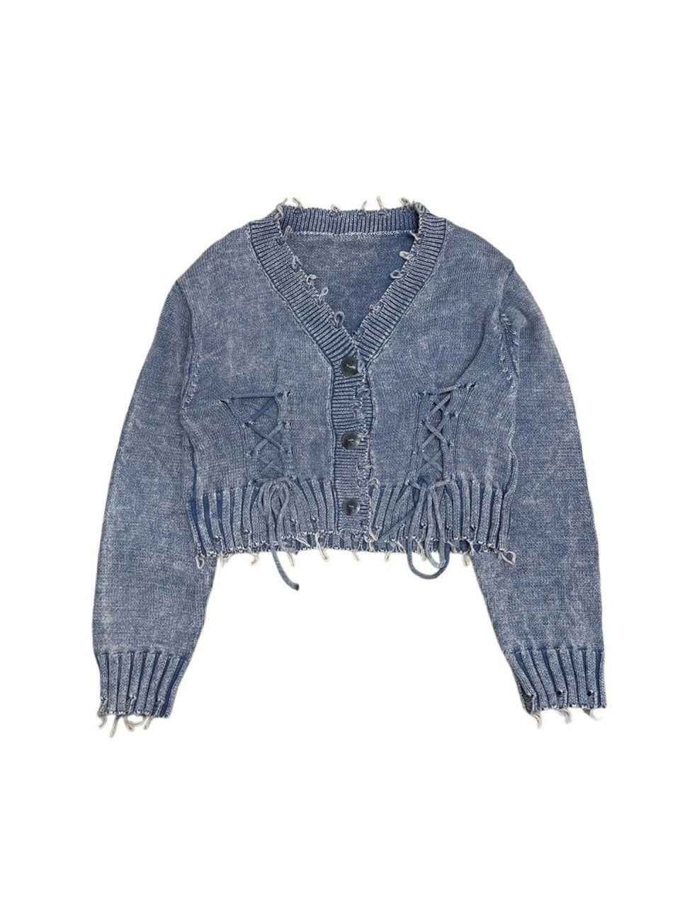 受注制【Never mind the XU】damage crop cardigan (2color)