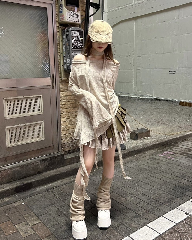 受注制【Never mind the XU】asymmetry drape tops (2color)