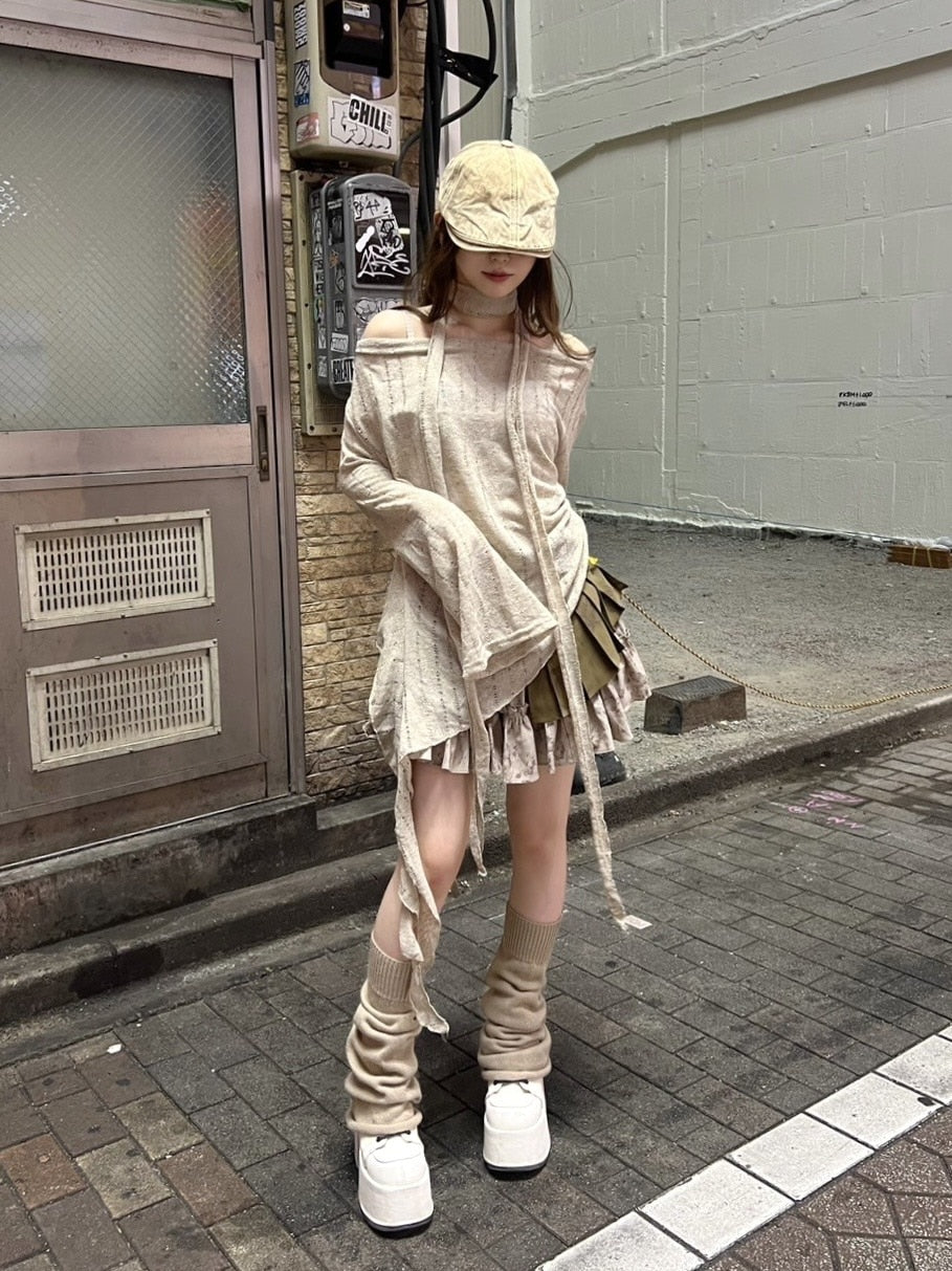 受注制【Never mind the XU】asymmetry drape tops (2color)