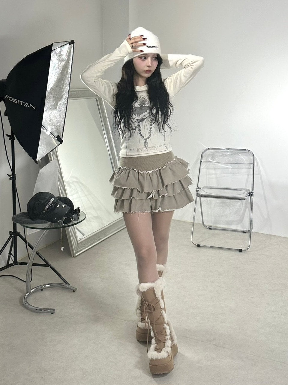 受注制【Never mind the XU】damage frill mini skirt (2color)