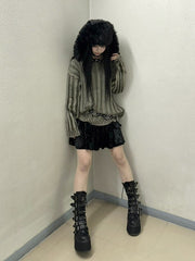受注制【Never mind the XU】dyeing damage knit (2color) / 【ネバーマインドザエックスユー】ダメージ長袖ニット