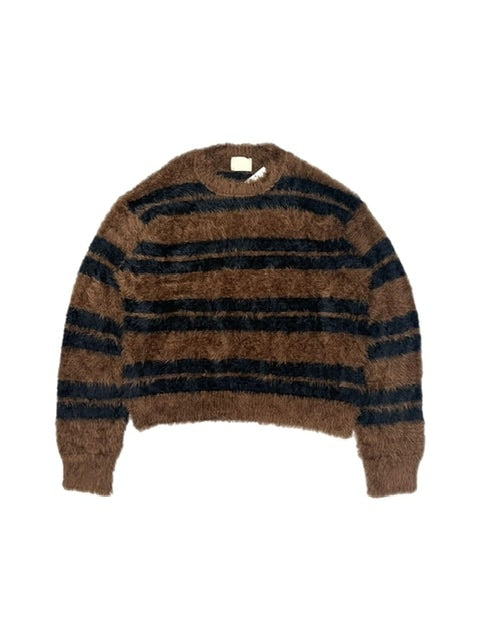 受注制【Chikashitsu +】hairy border knit (3color) / 【チカシツプラス】ヘイリーボーダーニット
