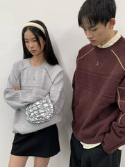 【ARCH by ROARINGWILD】Pattern Contrasting Decorative Thread Wool Sweater