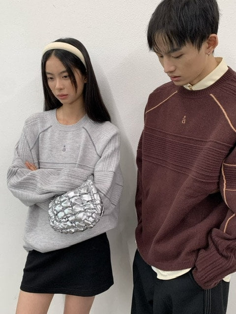 【ARCH by ROARINGWILD】Pattern Contrasting Decorative Thread Wool Sweater