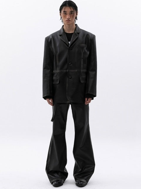 【ESC STUDIO】washing leather 4 buttons blazer