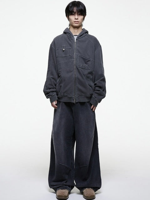 【THECOLDESTMOMENT】TCM multi hooded zip-up