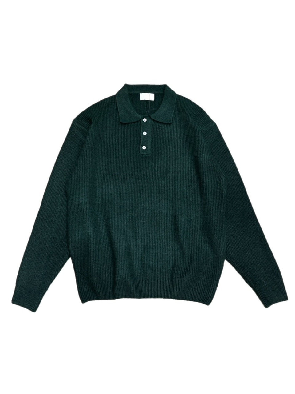 受注制【Chikashitsu +】wool touch lib knit polo (4color) / 【チカシツプラス】ウールタッチリブ長袖ニット