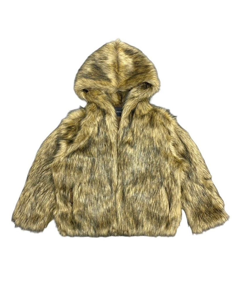 受注制【Chikashitsu +】hooded cropped fur blouson (2color)