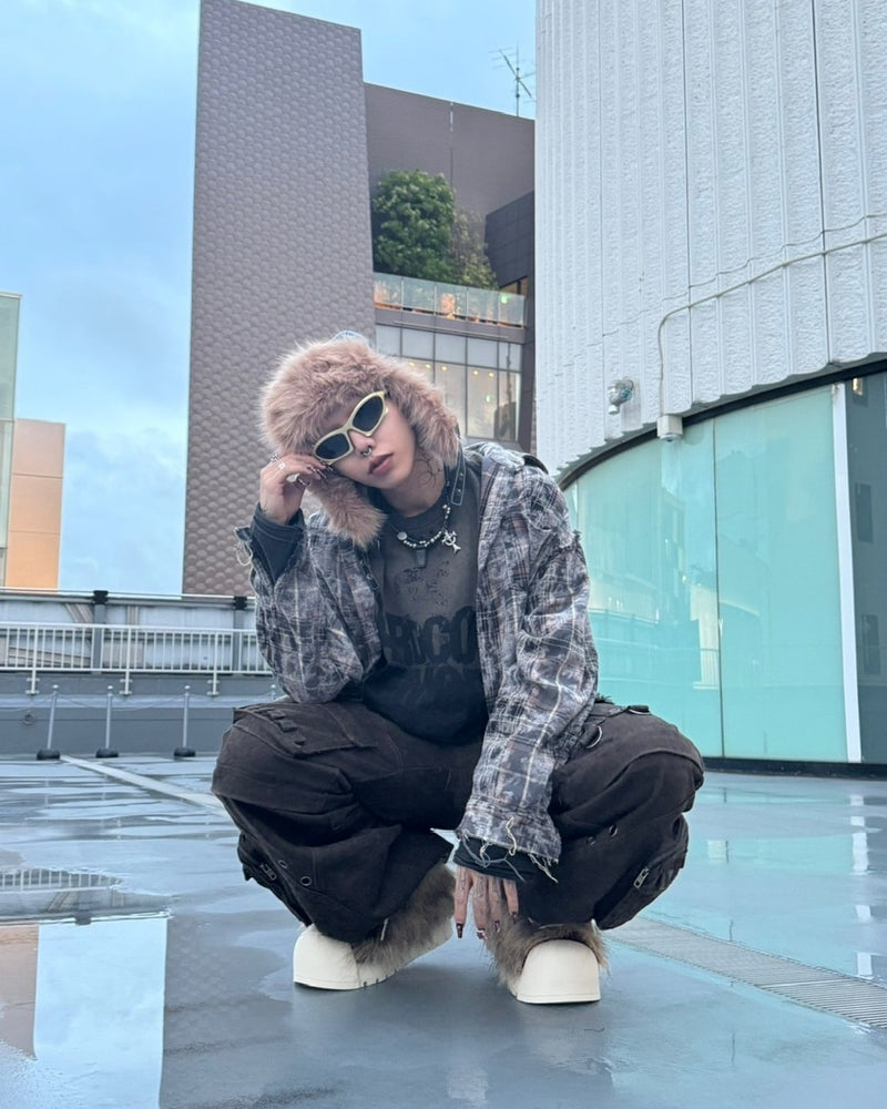受注制【Never mind the XU】durty check shirts