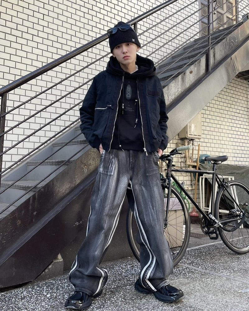 受注制【nmtc +】side line wash denim pants (2color)