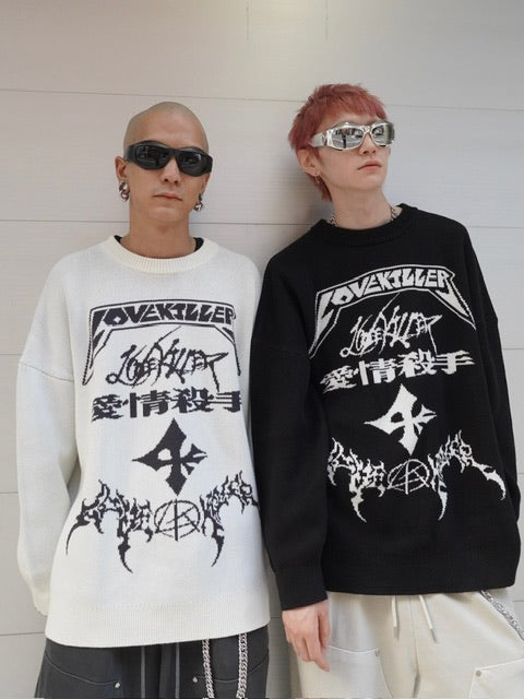 【LOVE KILLER】Total logo oversize knit
