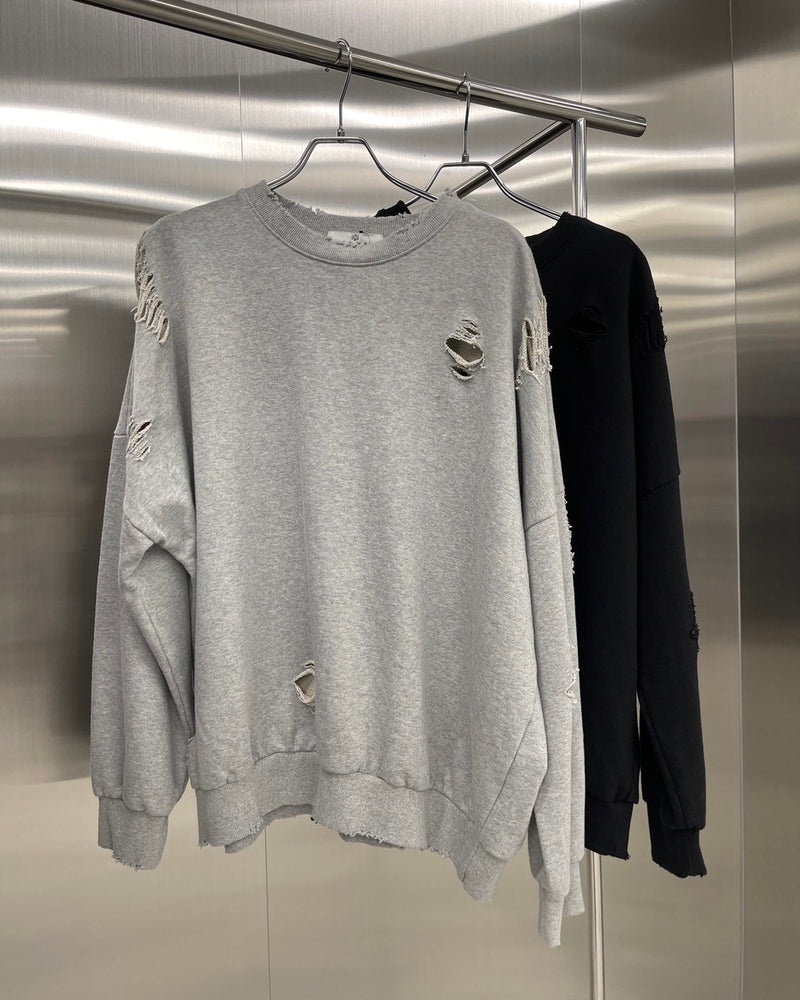 【nmtc +】damage sweat shirts (2color)