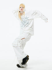 【HOLY NUMBER 7】Oversized Dynamic 07 Star Graphic Long Sleeve T-Shirt