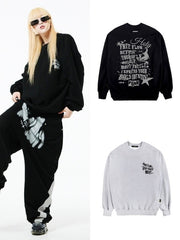 【HOLY NUMBER 7】Oversized Hip Hop fit lettering graffiti sweatshirt