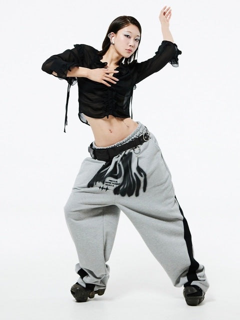 【HOLY NUMBER 7】lace ruffle strap blouse