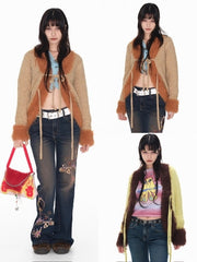 【YOUTHBATH】Fur collar cardigan