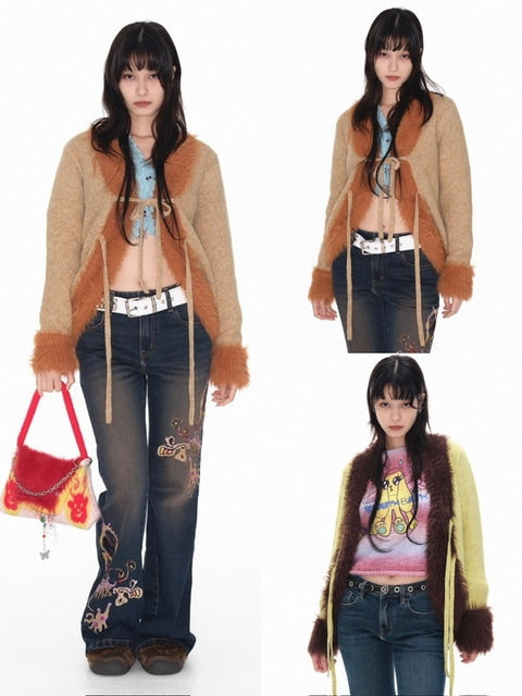 【YOUTHBATH】Fur collar cardigan