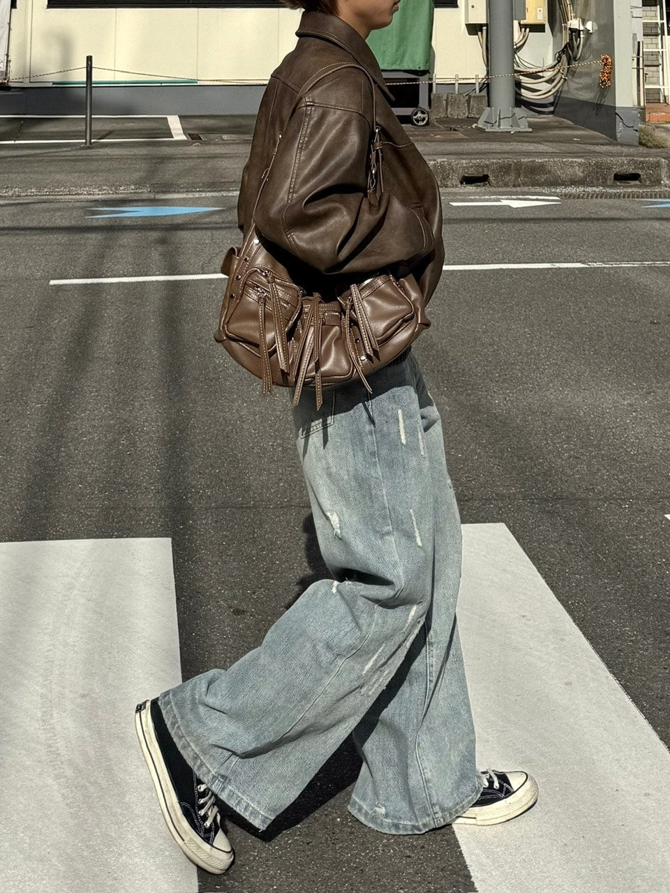 国際配送【RENOL】damage denim wide pants