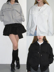 【CRANK】FRILL ZIP-UP HOODIE