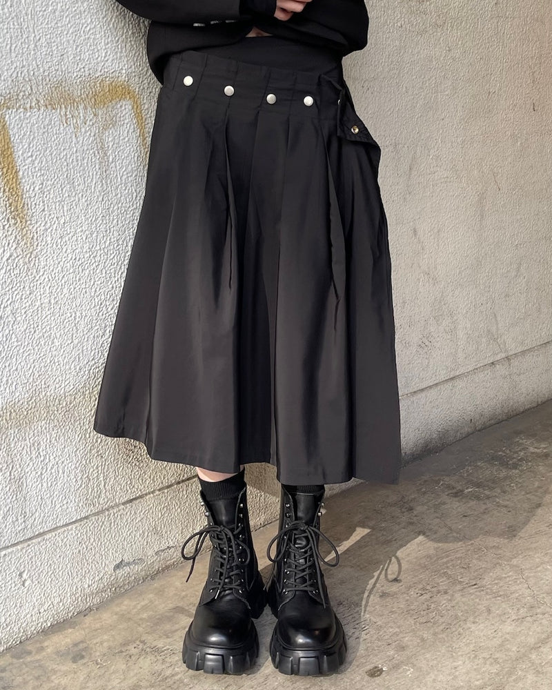 受注制【oaks】studs design pleats midi skirt