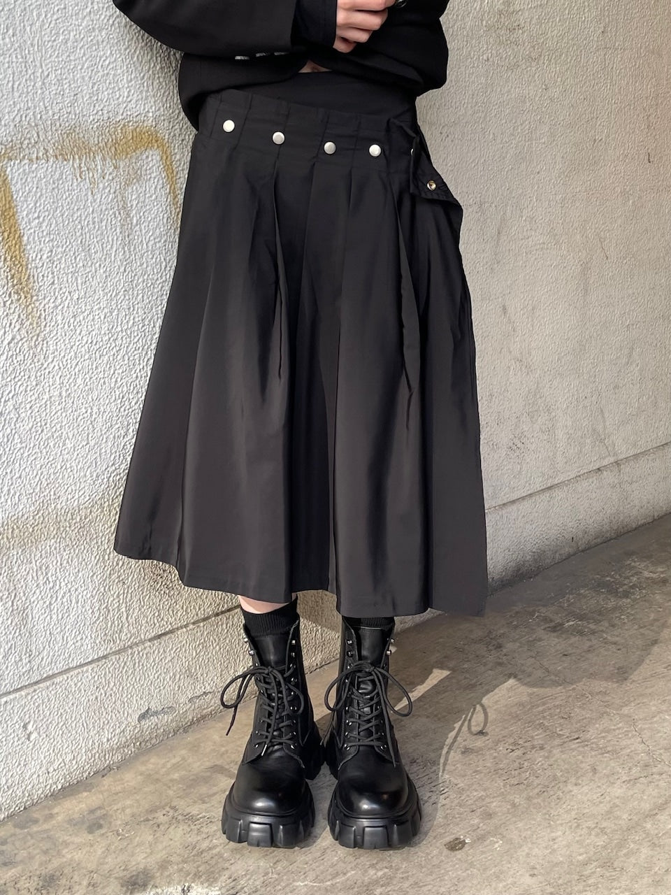 受注制【oaks】studs design pleats midi skirt