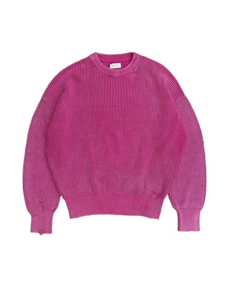 【Chikashitsu +】vintage wash damage knit (3color) / 【チカシツプラス】ビンテージウォッシュダメージ長袖ニット