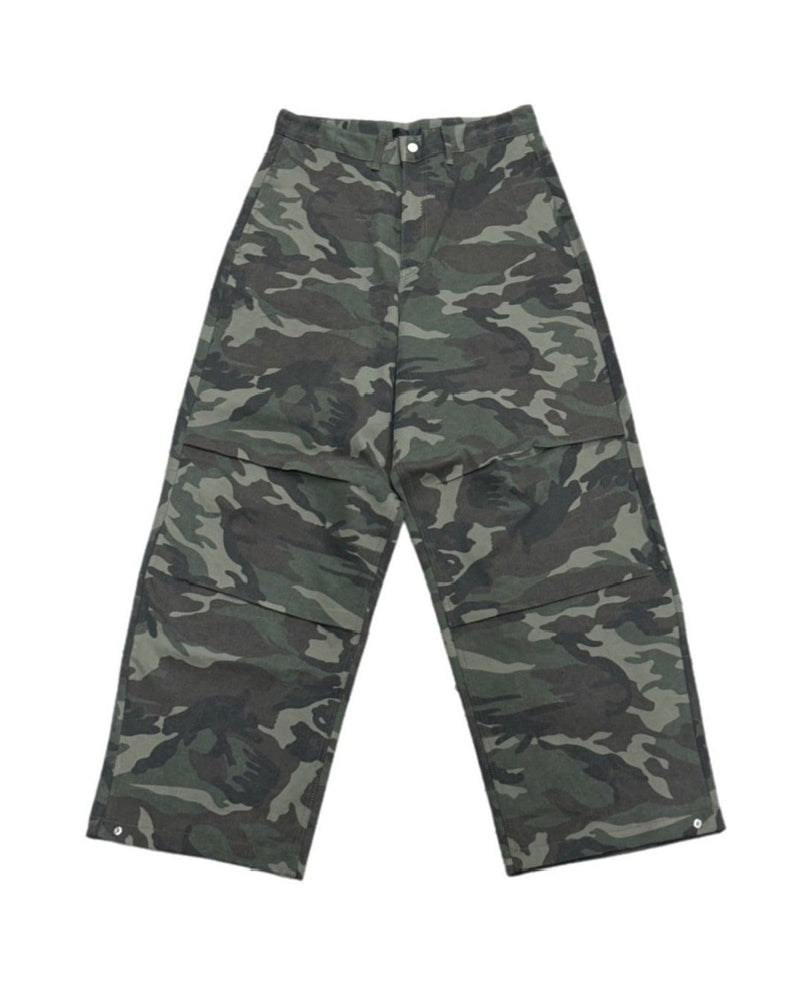 受注制【Chikashitsu +】snap button camouflage pants (2color) / 【チカシツプラス】スナップボタンカモフラージュワイドデニムパンツ