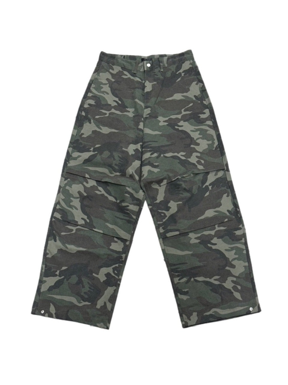 受注制【Chikashitsu +】snap button camouflage pants (2color) / 【チカシツプラス】スナップボタンカモフラージュワイドデニムパンツ