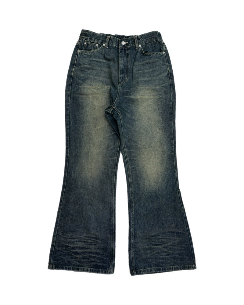 受注制【Chikashitsu +】phantom flare denim pants (2color) / 【チカシツプラス】フレアデニムパンツ