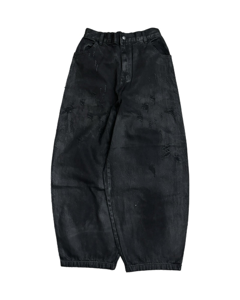 受注制【Chikashitsu +】coating damage wide denim pants / 【チカシツプラス】コーティングダメージワイドデニムパンツ