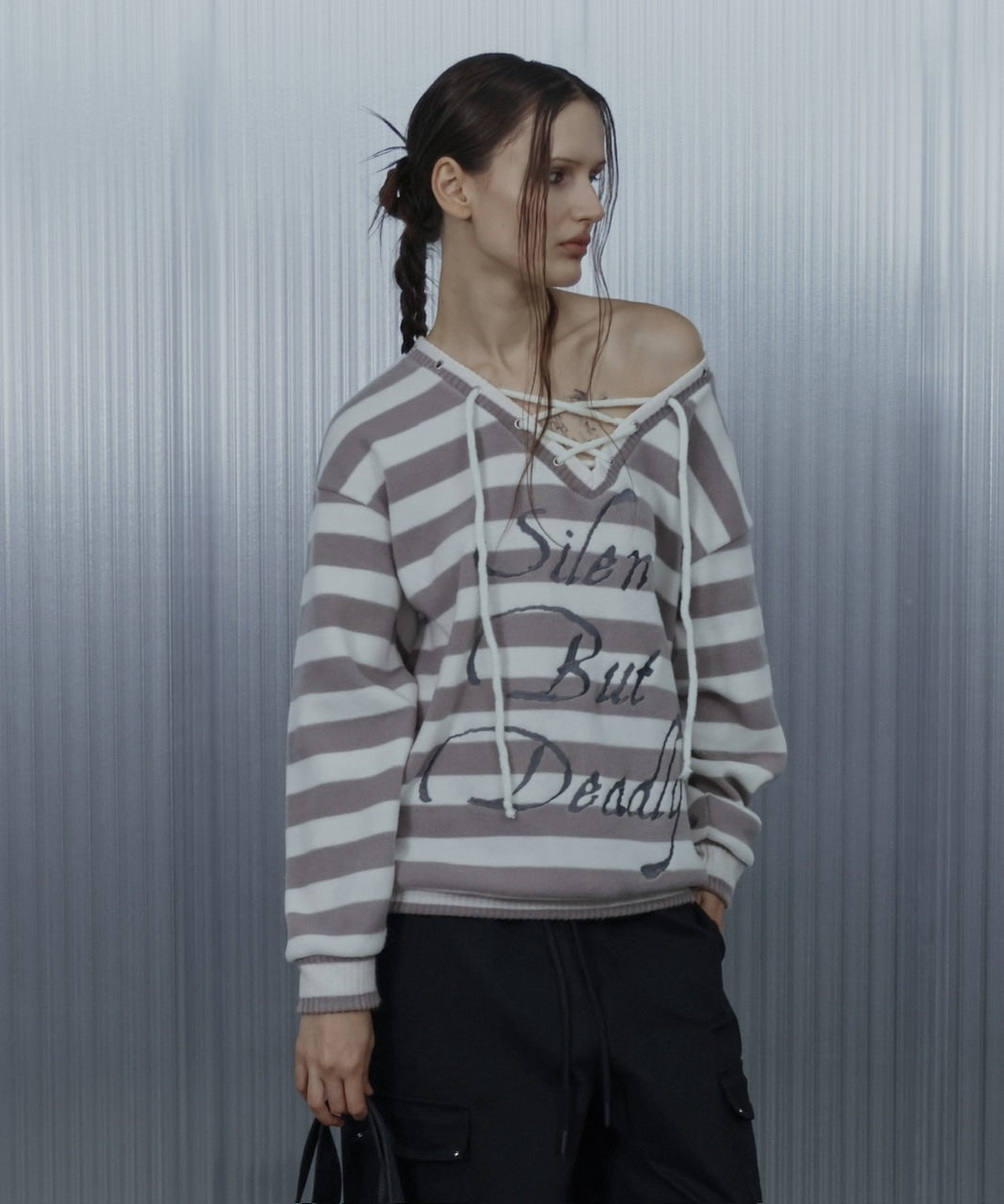 【SETUP-EXE】STRIPE V-NECK MTM / 【セットアップエグゼ】ストライプボーダーVネック長袖ニット