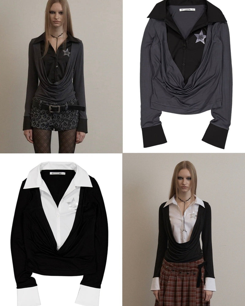 【SETUP-EXE】SHIRTS LAYERED TOP