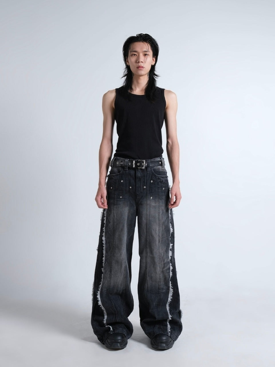 【IFEELLUCKY】Wide flare stud pants / 【アイフィールラッキー】ワイドフレアスタッズパンツ