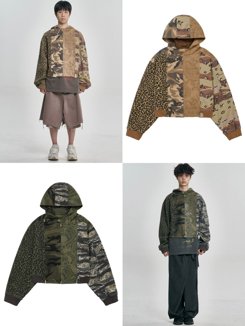 【AJOBYAJO】Camouflage Zip-Up Hooded Jacket
