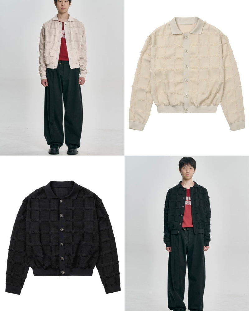 【AJOBYAJO】Fringe Check Cardigan