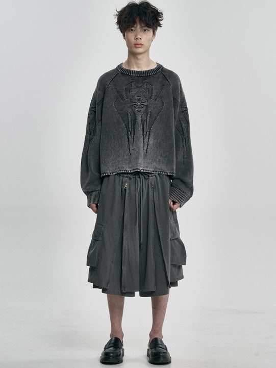 【AJOBYAJO】Cross Symbol Cropped Sweater