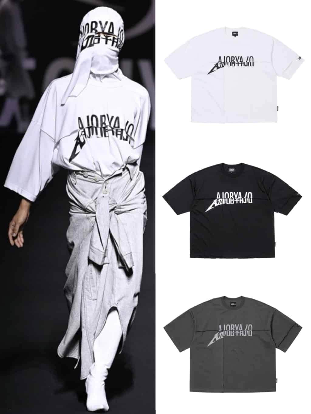 【AJOBYAJO】Tri Logo Mixed T-Shirt