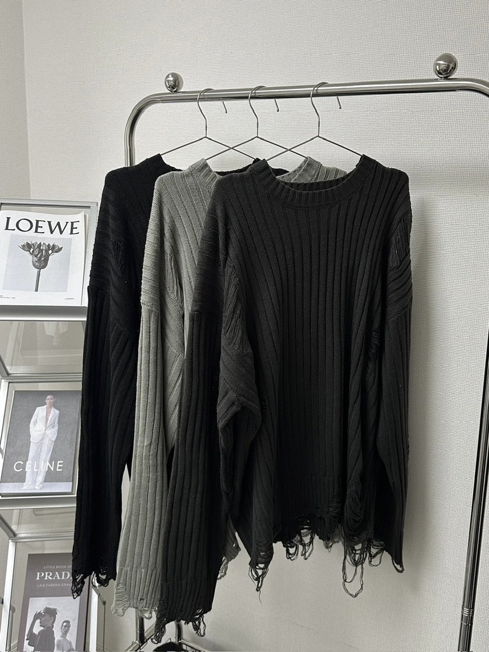 【LUV CODE】oversized damage knit (3color)