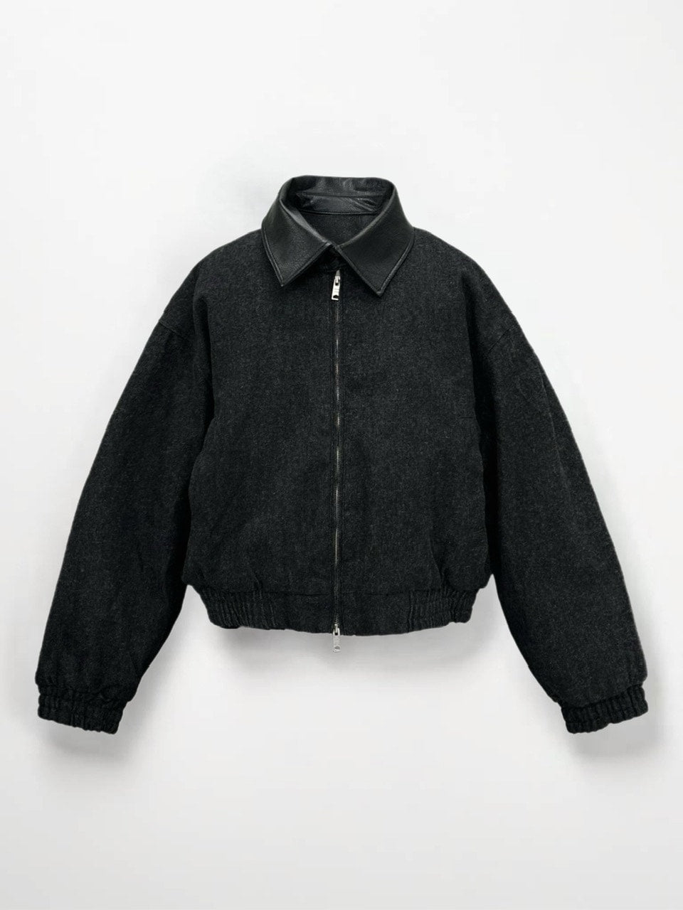 大阪店WEB限定【Chikashitsu +】cropped leather collar denim jacket
