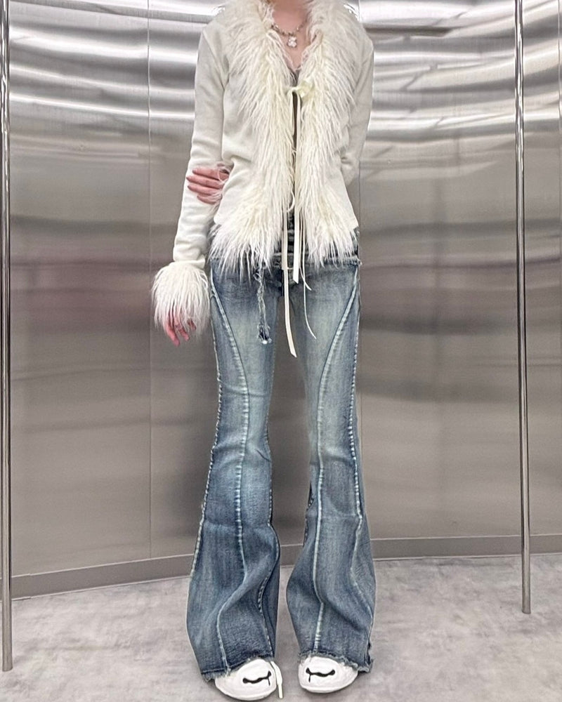 受注制【nmtc +】fur cardigan (4color) / 【エヌエムティーシープラス】ファー長袖カーディガン