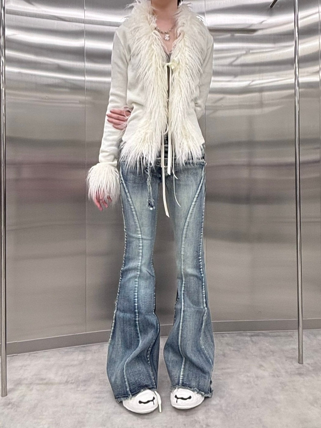 受注制【nmtc +】fur cardigan (4color) / 【エヌエムティーシープラス】ファー長袖カーディガン