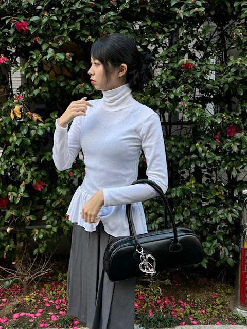 受注制【oaks】frill high neck long sleeve (2color)