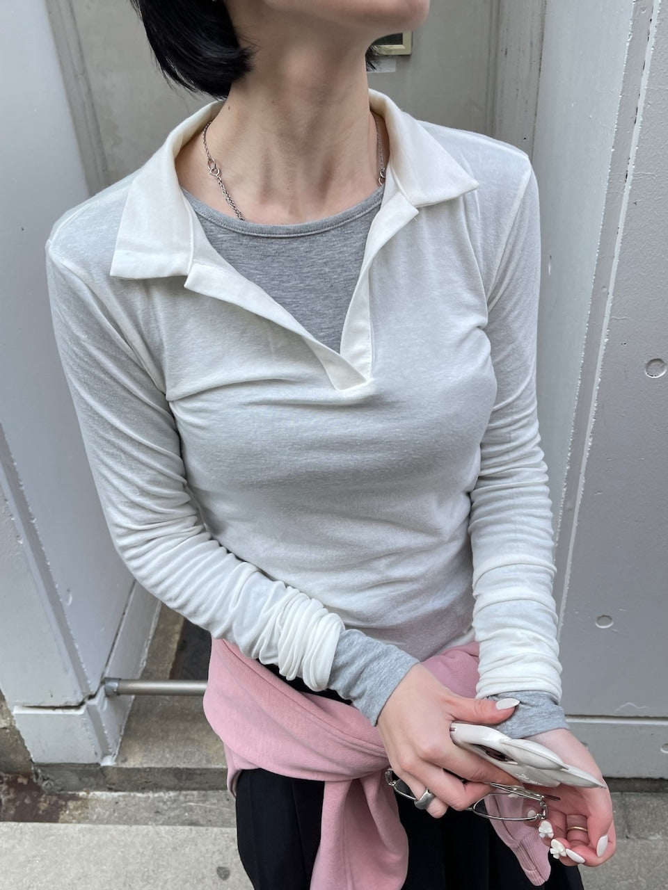 受注制【oaks】polo slim long sleeve (3color)